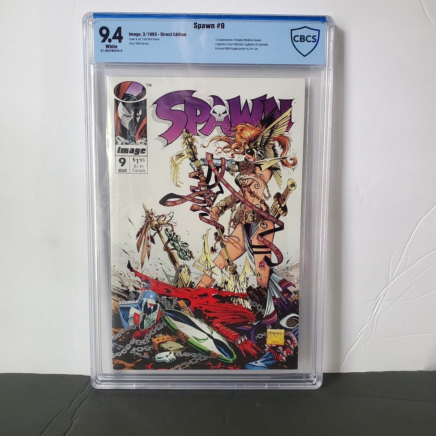 Spawn # 9 CBCS 9.4 1st Angela NM+ in original Wrapping Always.