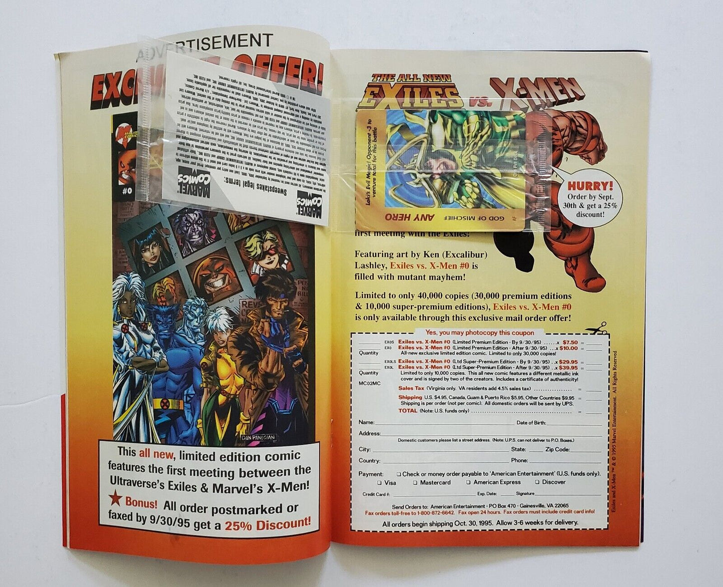 Excalibur #90 Vol. 1 (Marvel, 1995) Delexe Edition, Overpower Card Inside.