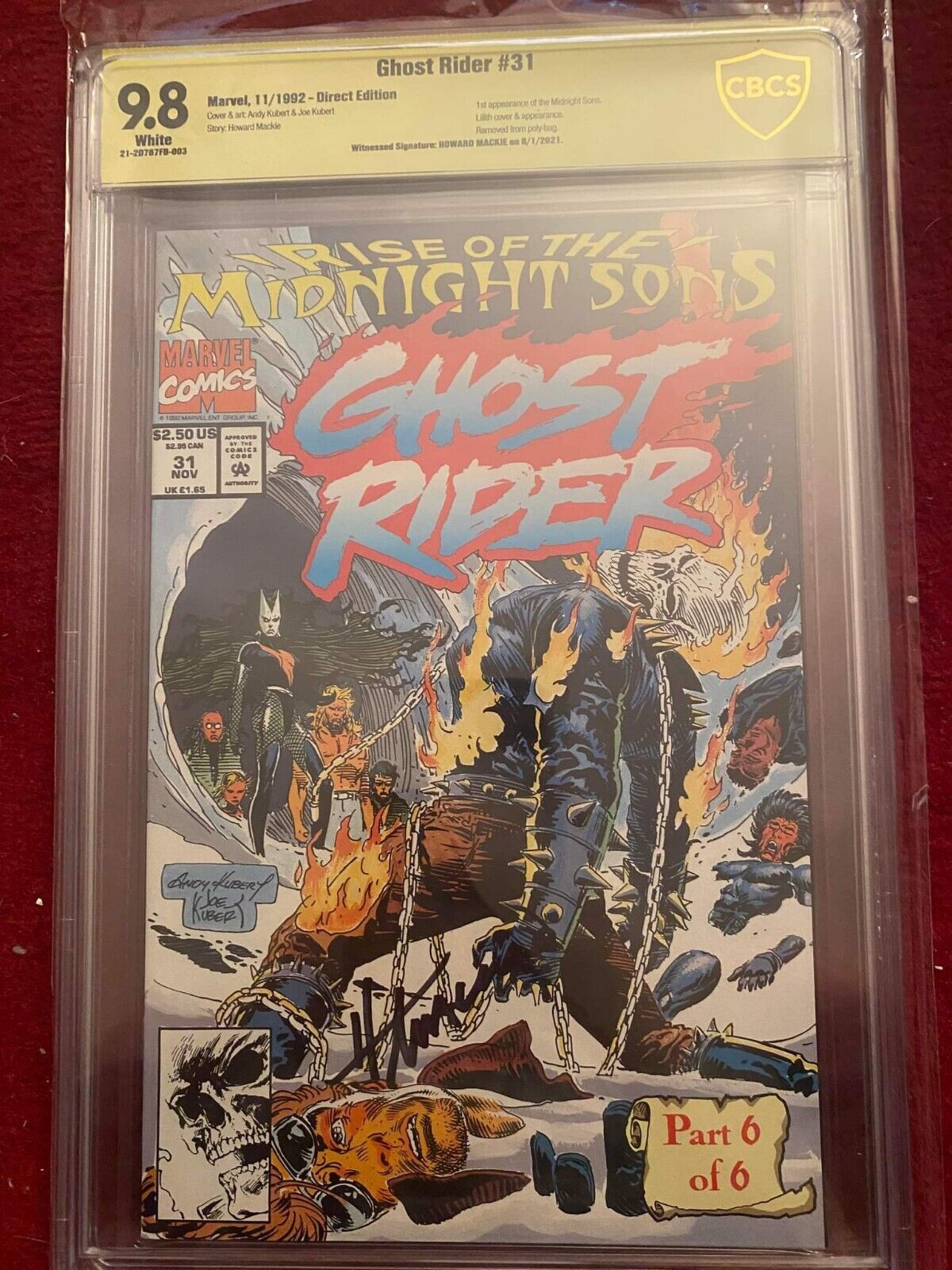 GHOST RIDER #31 Signed Howard Mackie 9.8 KEY 1ST RISE of the MIDNIGHT SONS CBCS