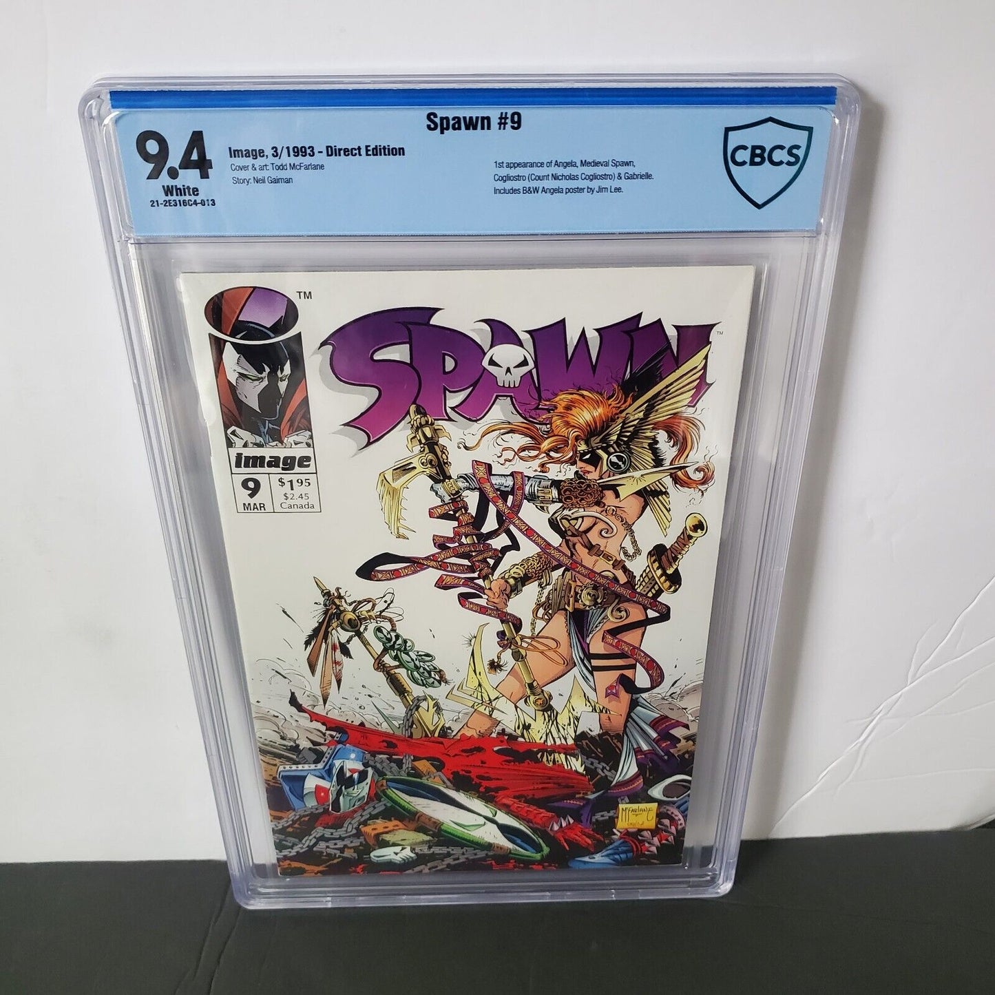 Spawn # 9 CBCS 9.4 1st Angela NM+ in original Wrapping Always.