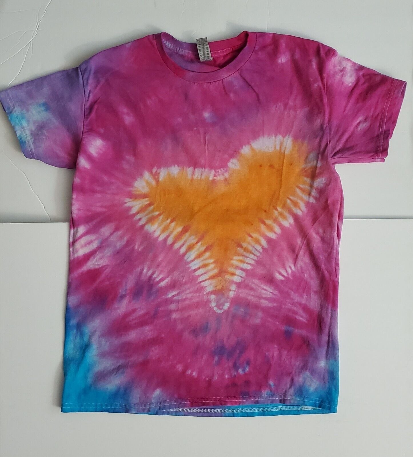 Handmade In The UK Tie Dye T-Shirt. Sacred Heart Unisex Medium.