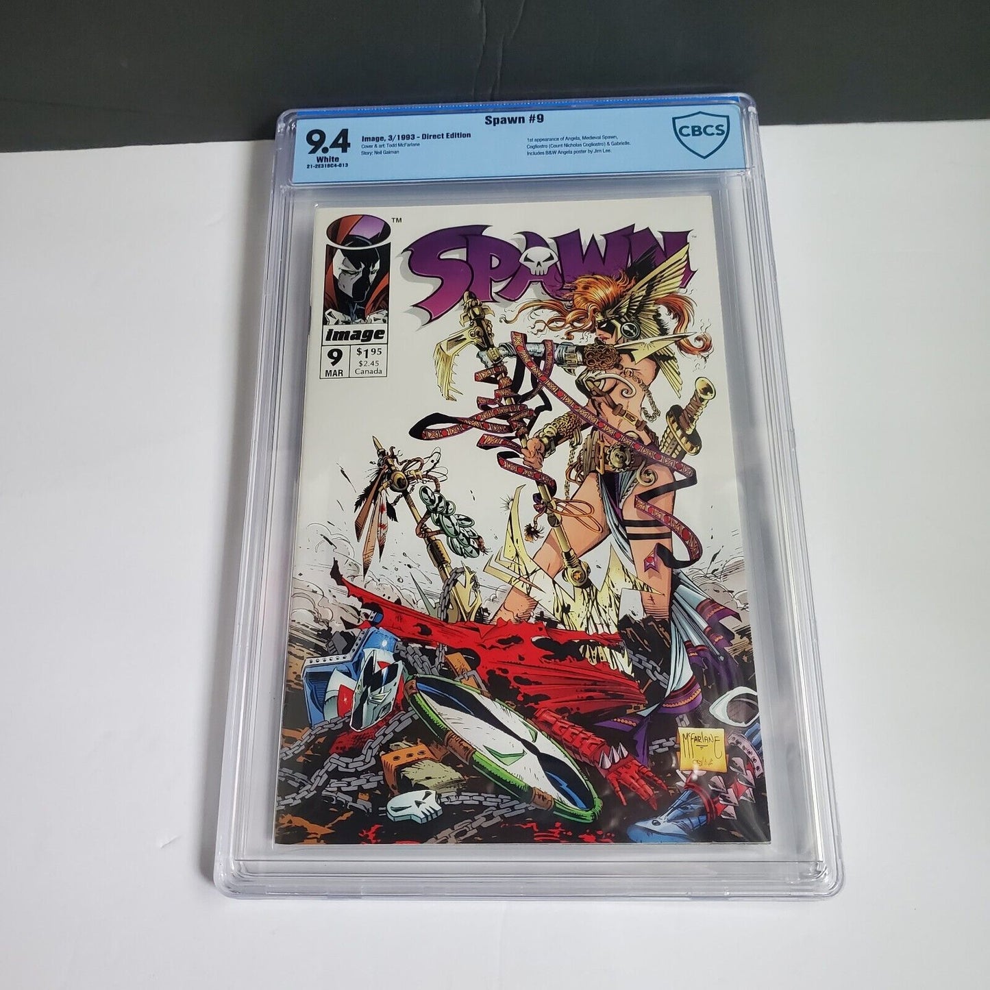 Spawn # 9 CBCS 9.4 1st Angela NM+ in original Wrapping Always.