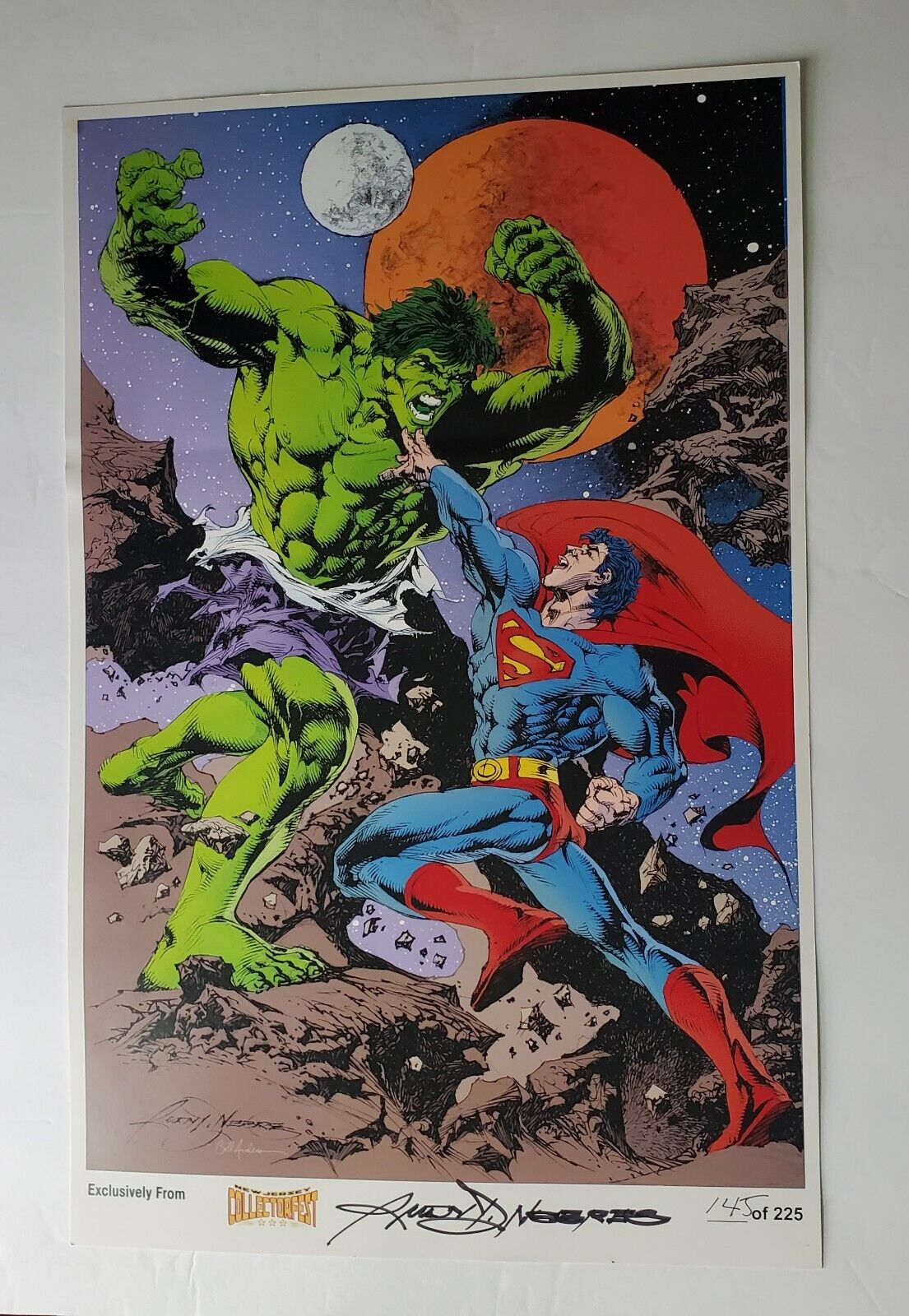 Rudy Nebres, Marvel Comic Hulk vs Superman Signed Art Print #145 Of 225. NJ
