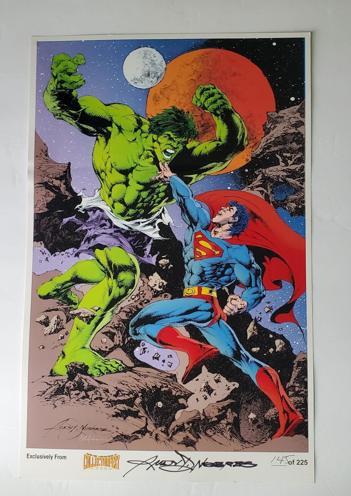 Rudy Nebres, Marvel Comic Hulk vs Superman Signed Art Print #145 Of 225. NJ