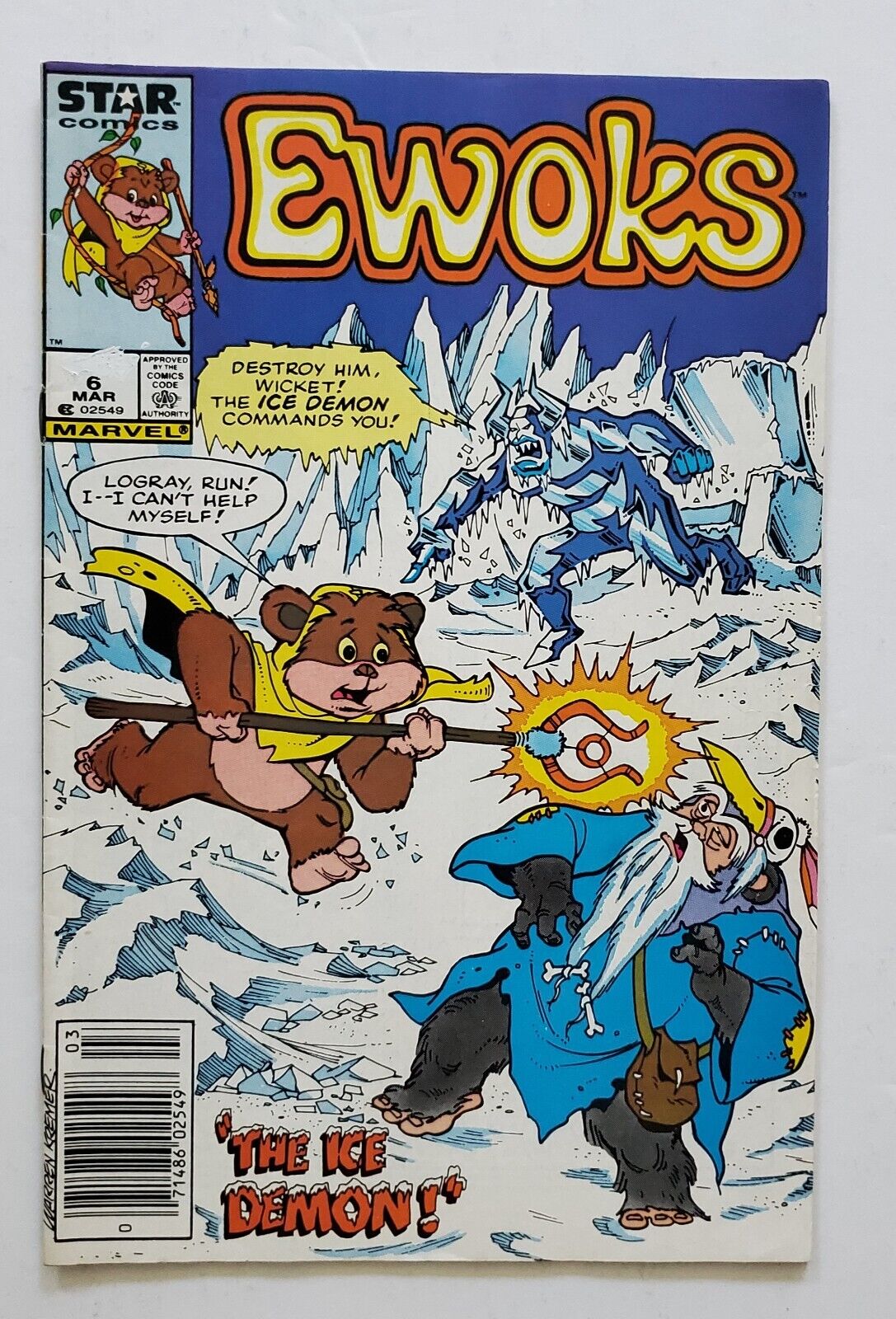 Ewoks #6 Marvel Star Comic 1986 Star Wars Tape Pull On The 6.