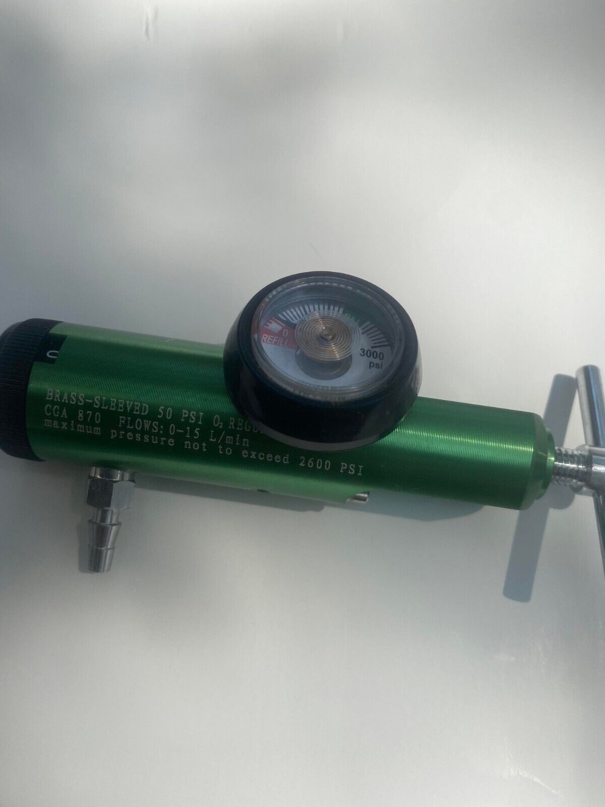 3000 PSI Oxygen O2 Tank Regulator CGA Brass Sleeved Green