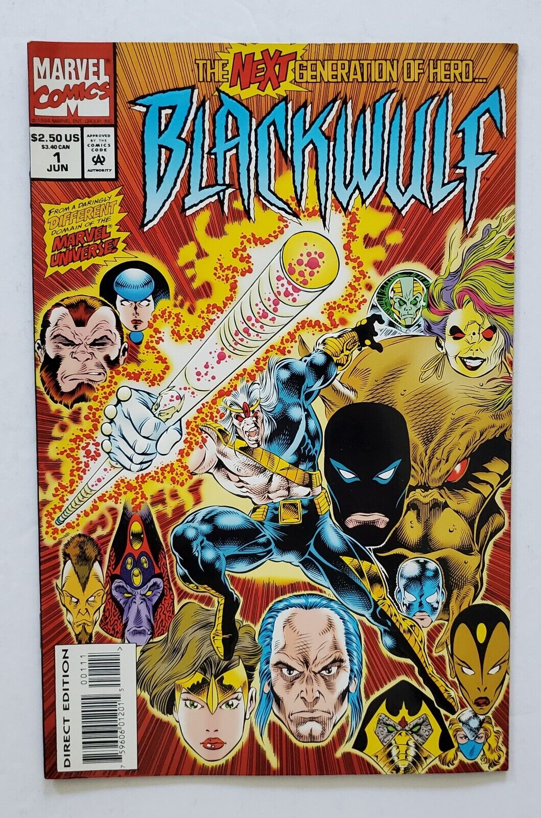 Blackwulf #1  (1994) Marvel Comics Embossed Cover.