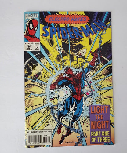 Spider-Man #38 (Marvel Comics September 1993) Electro LIGHT THE NIGHT PART ONE!