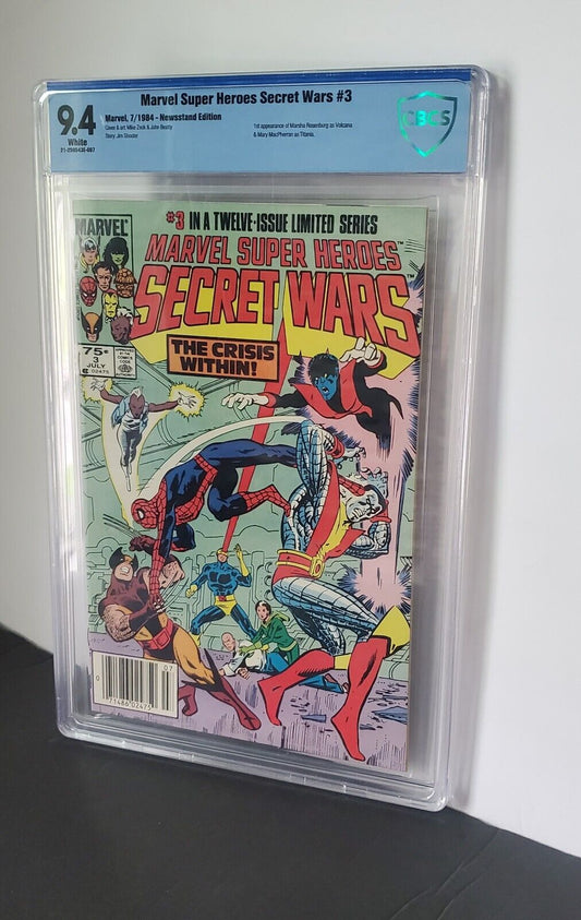 MARVEL SUPER HEROES SECRET WARS #3 CBCS 9.4 1984 1ST VOLCANA & TITANIA Newsstand