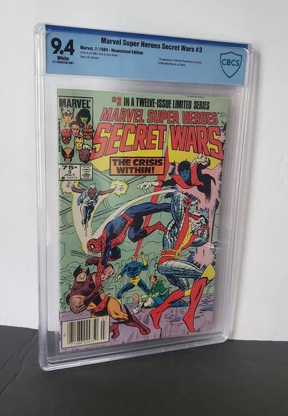 MARVEL SUPER HEROES SECRET WARS #3 CBCS 9.4 1984 1ST VOLCANA & TITANIA Newsstand