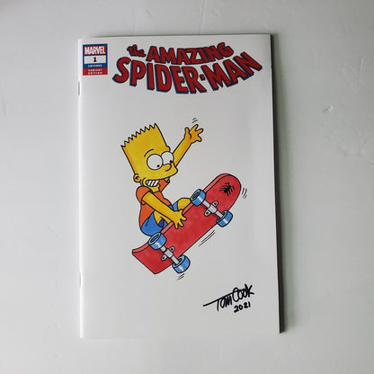 AMAZING SPIDER-MAN #1 BLANK VARIANT COVER Tom Cook Sketch And Signed.