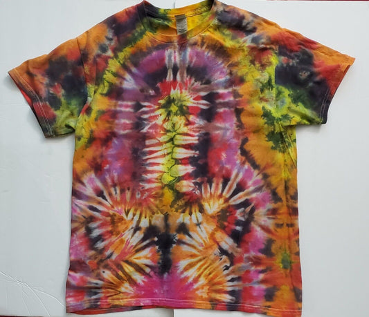 Handmade In The UK Tie Dye T-Shirt. Psychedelic Cactus Cack N Bawls. Men's Large