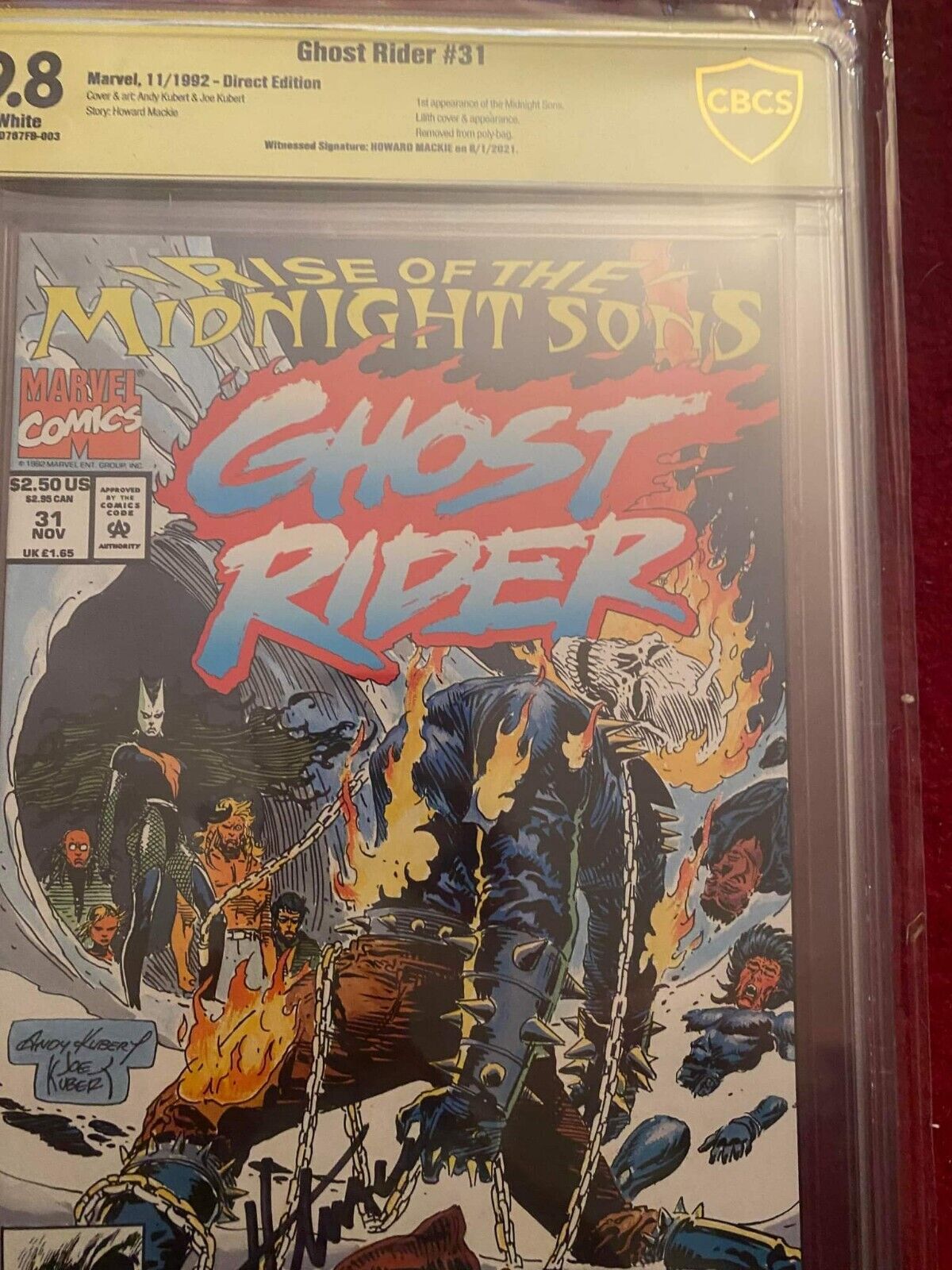 GHOST RIDER #31 Signed Howard  Mackie 9.8 KEY 1ST RISE of the MIDNIGHT SONS CBCS