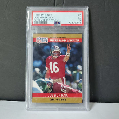 JOE MONTANA - 1990 PRO  SET # 2 (KELLY 3,130 YDS.)  /PSA 5 ERROR CARD