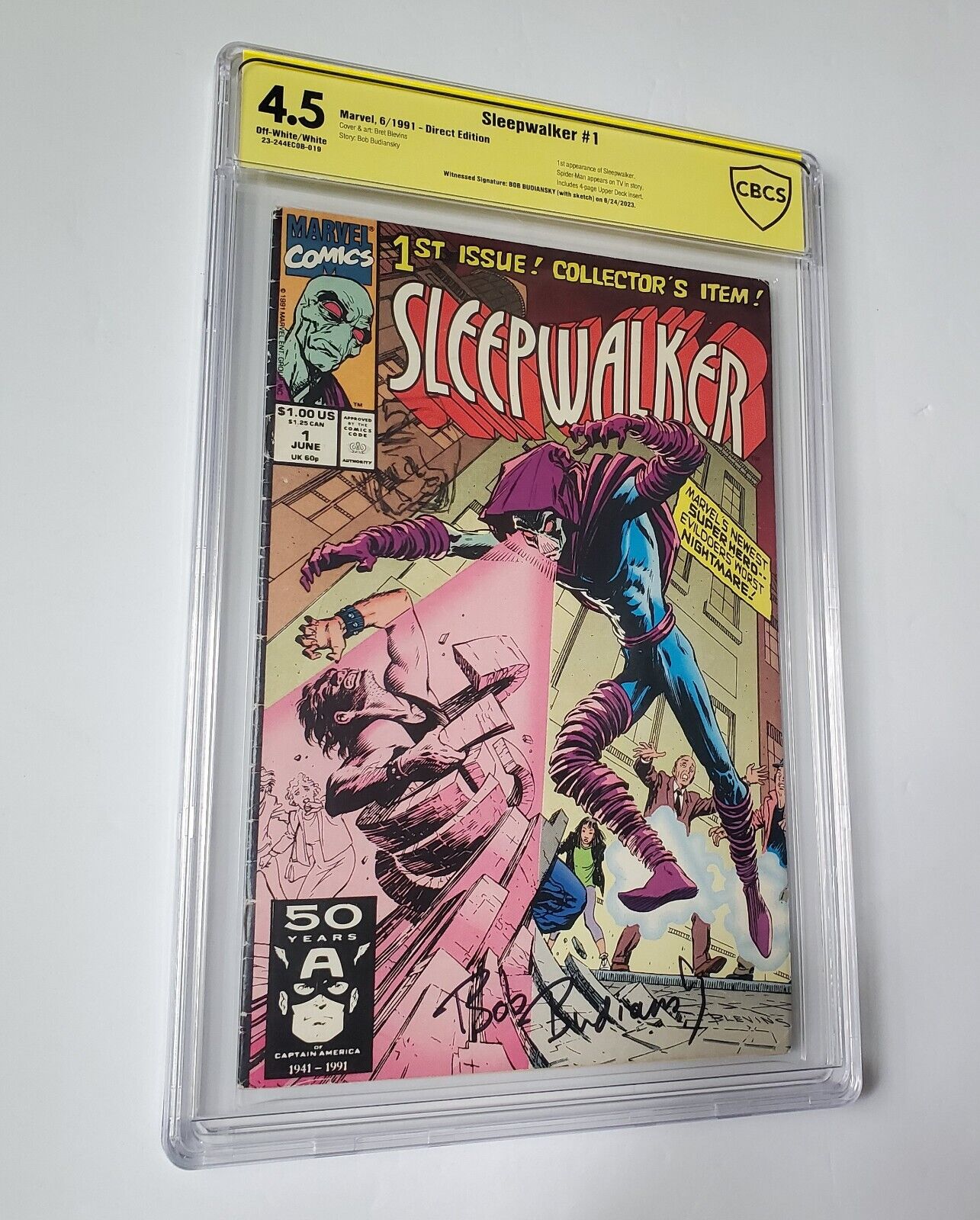 SLEEPWALKER #1 CBCS 4.5 OFF WHITE/WHITE PAGES 1ST APPEARANCE 1991 Sketch & Sign.