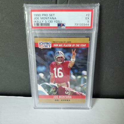 JOE MONTANA - 1990 PRO  SET # 2 (KELLY 3,130 YDS.)  /PSA 5 ERROR CARD