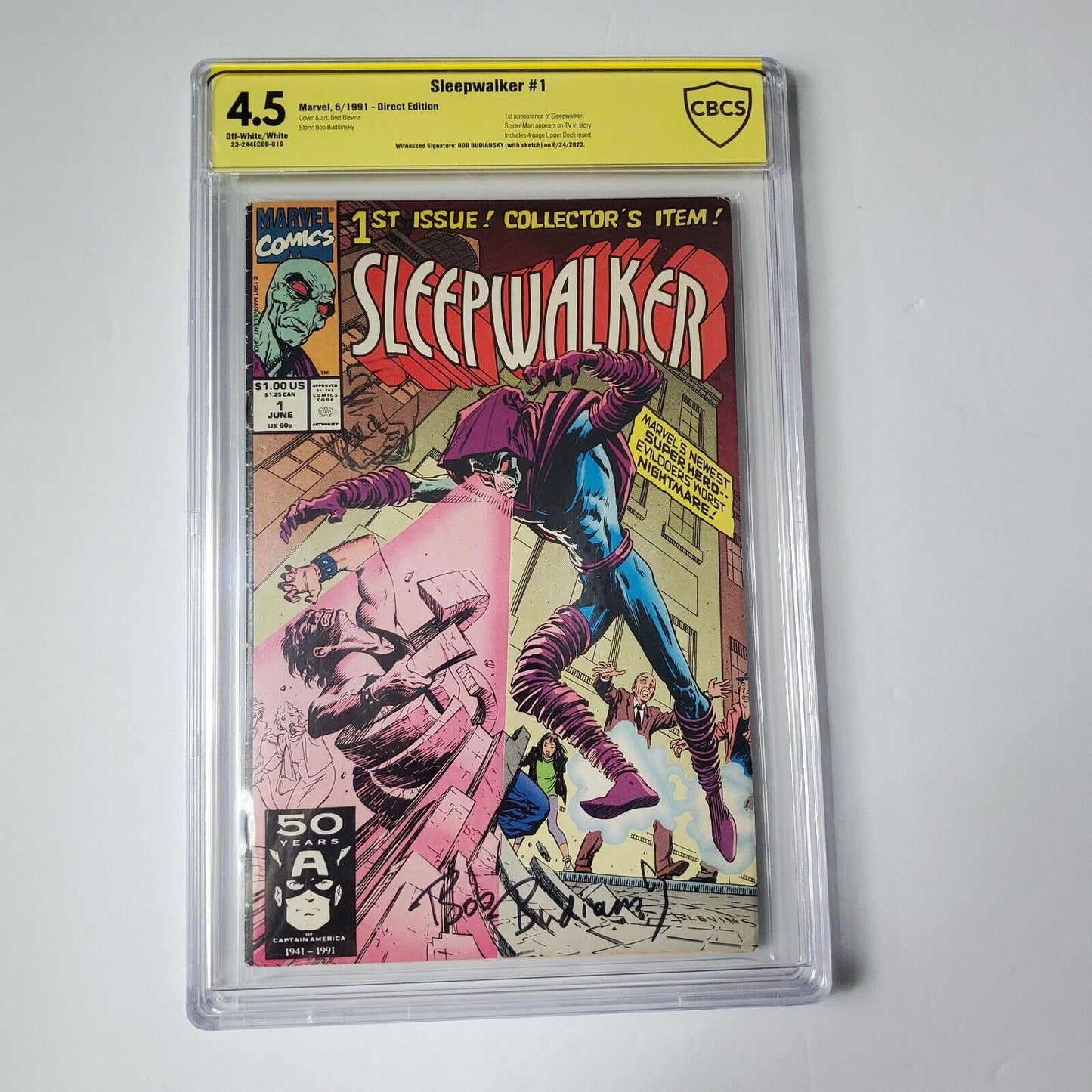 SLEEPWALKER #1 CBCS 4.5 OFF WHITE/WHITE PAGES 1ST APPEARANCE 1991 Sketch & Sign.