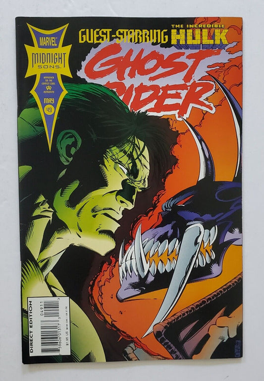 Ghost Rider #49 MARVEL Comics Hulk Vs. Vengance.  Midnight Sons.