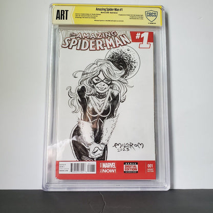 CBCS ART Amazi Spider-Man #1 Original Black Cat sketch By Al Milgrom 2023