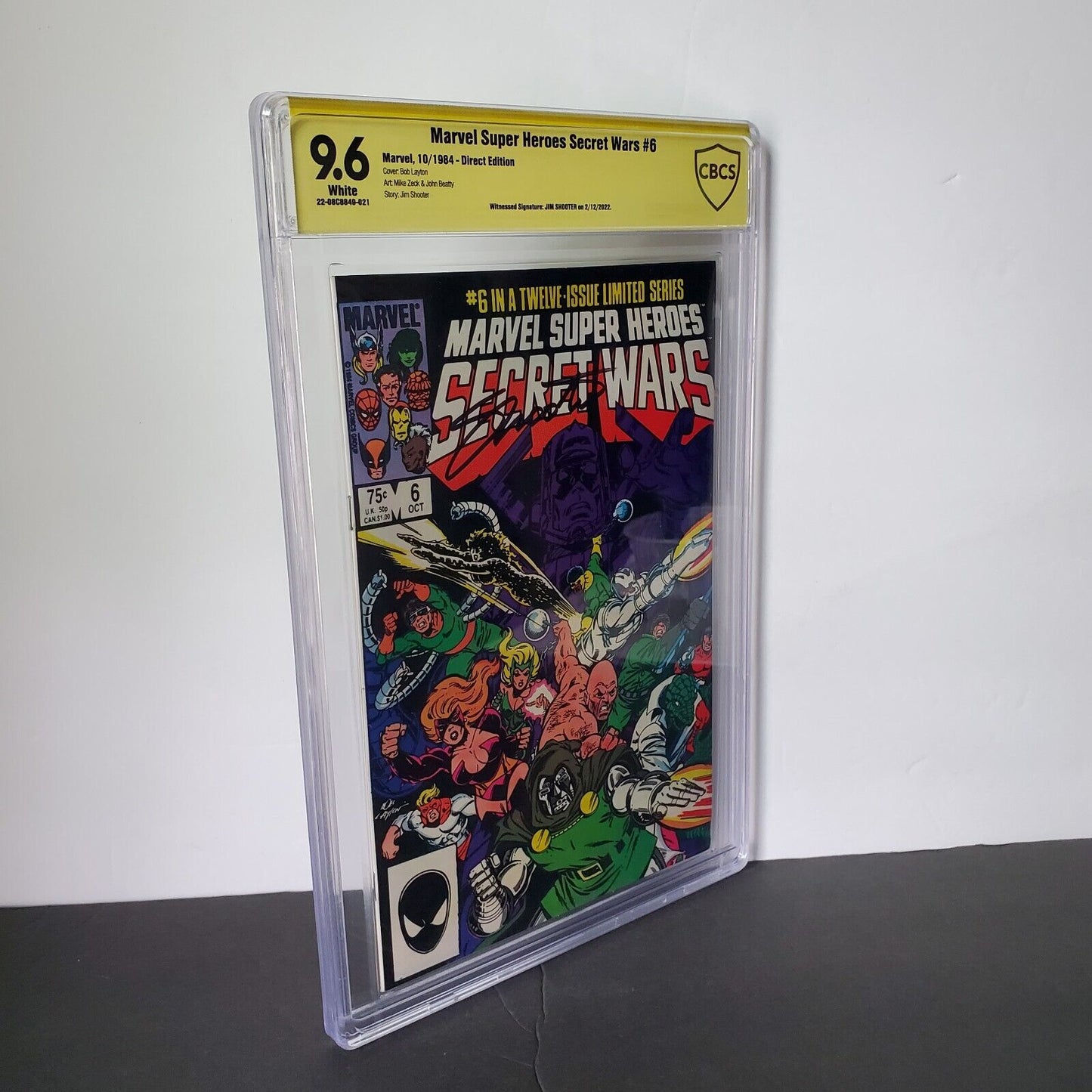 Marvel Super Heroes Secret Wars #6 CBCS 9.6 1984 White Pages Jim Shooter Signed.