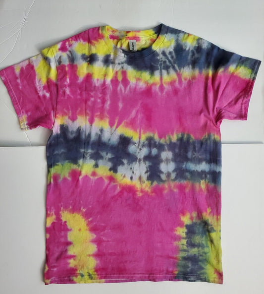 Handmade In The UK Tie Dye T-Shirt. Road Kill Psychedelic. Unisex Medium.