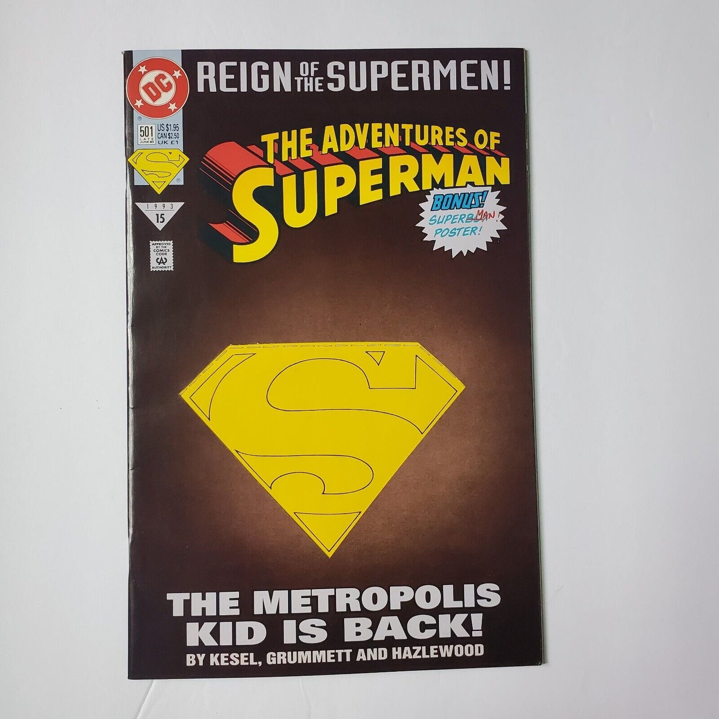 The Adventures Of Superman #501 1993 Bonus Poster Inside.