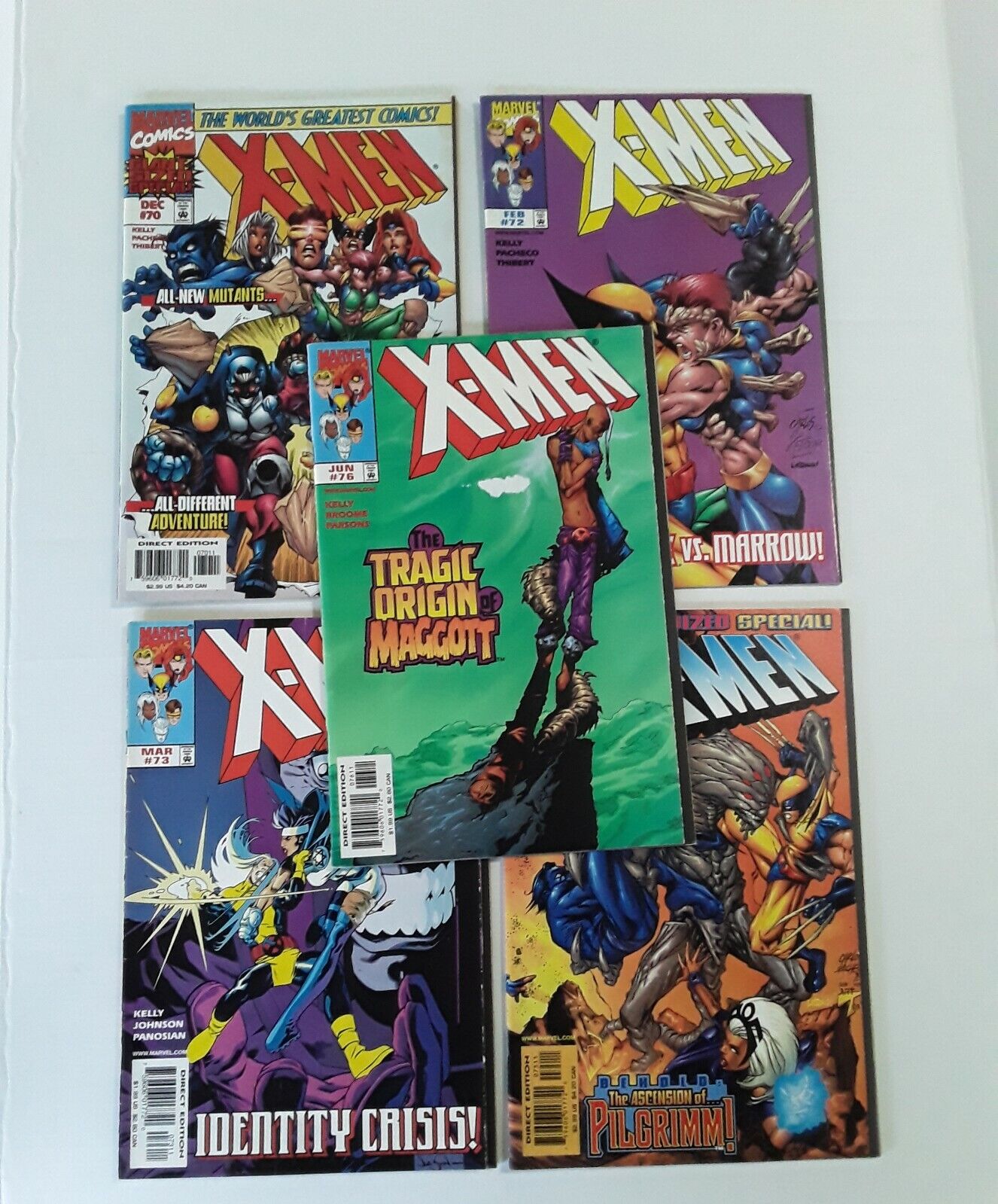 Marvel Comics 1990's XMEN five books Marrow,  Maggott origin. Pilgrim. New Mutan