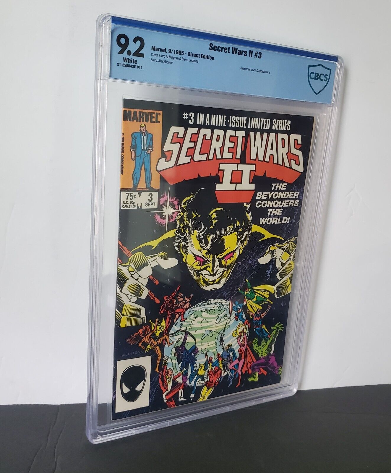 Marvel Comic Book Secret Wars II #3. CBCS 9.2 WHITE PAGES. M Price Box Variant.