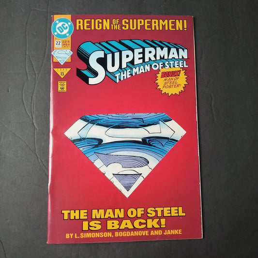 Superman The Man Of Steel  #22 June 1993 Bonus Poster Inside.