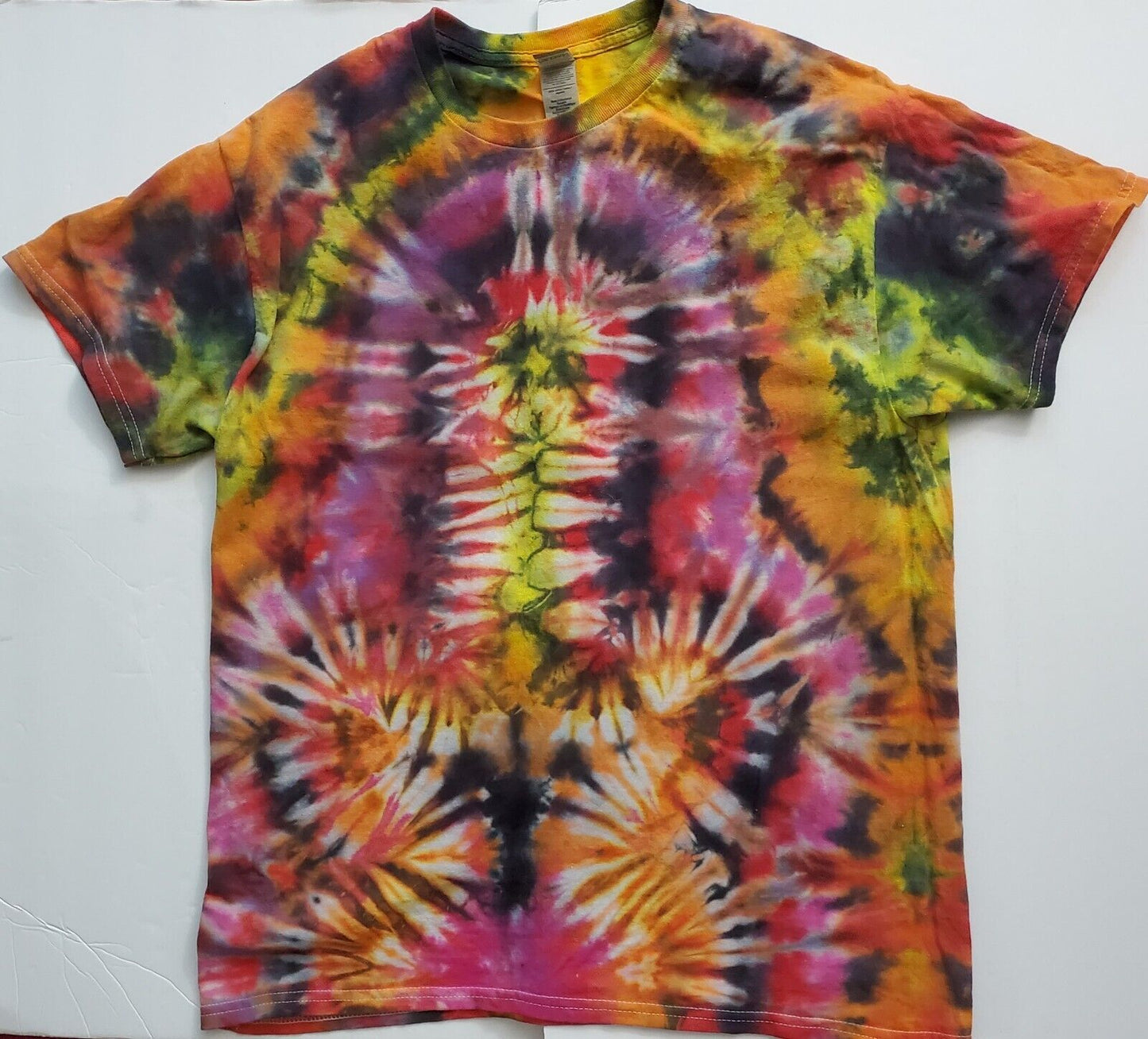 Handmade In The UK Tie Dye T-Shirt. Psychedelic Cactus Cack N Bawls. Men's Large