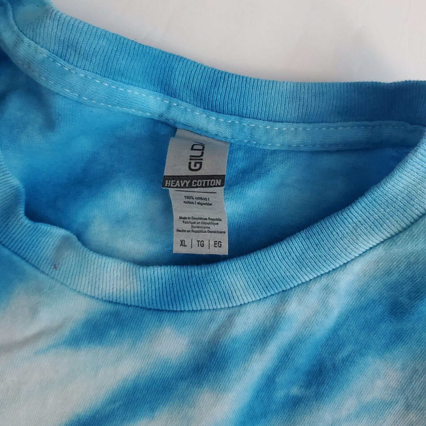 Handmade In UK Tie Dye T-Shirt. Blue Skies Men's Extra Large.