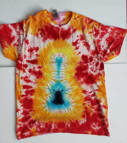 Handmade In The UK Tie Dye T-Shirt. Guitar Hero Men's Large