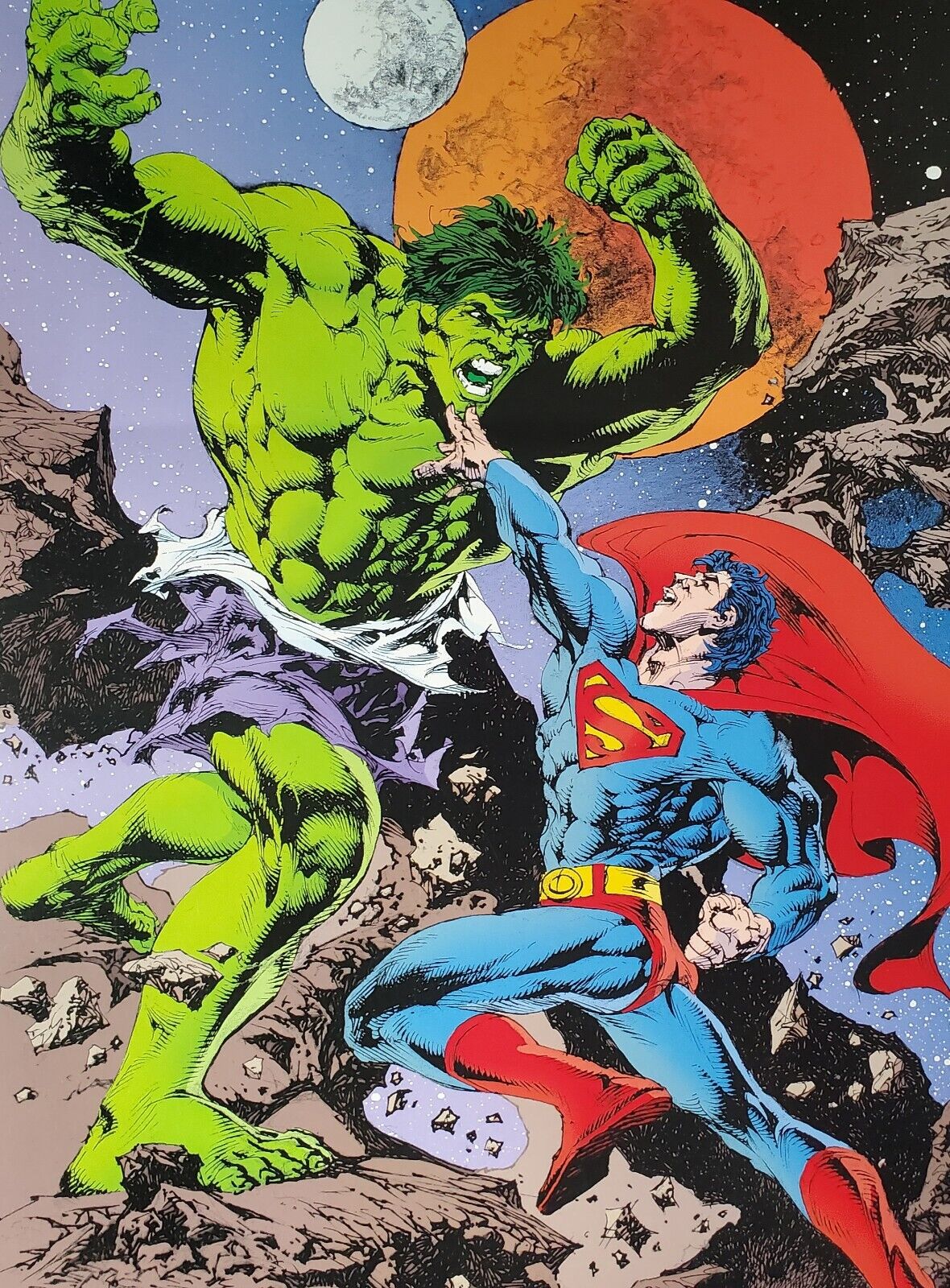 Rudy Nebres, Marvel Comic Hulk vs Superman  Signed Art Print #145 Of 225. NJ