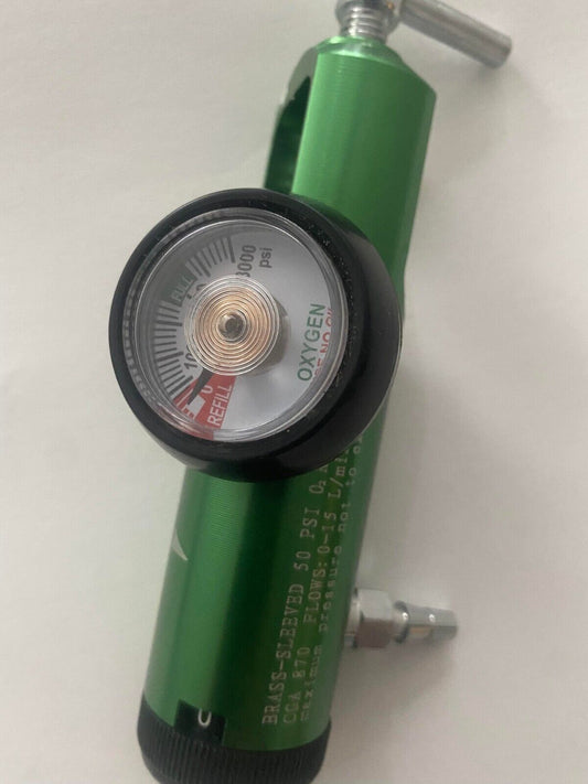 3000 PSI Oxygen O2 Tank Regulator CGA Brass Sleeved Green