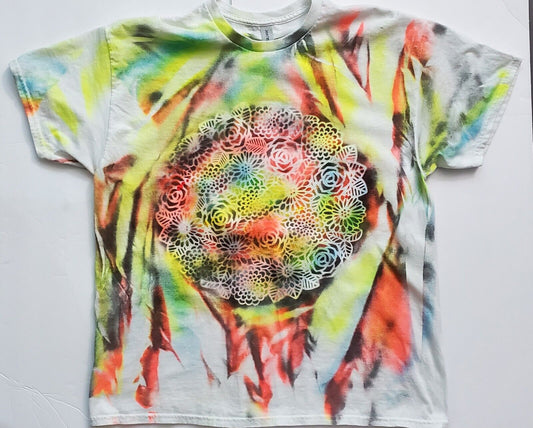 Handmade In The UK Tie Dye T-Shirt. Tigress Striped Succulents