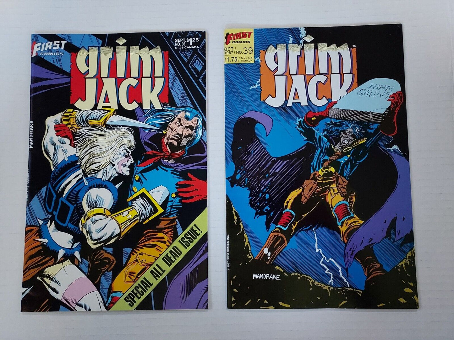 GRIM JACK Thirteen (13) Books First Comics #'s 3, 6, 7, 8, 9, 13, 27, 28, 34....