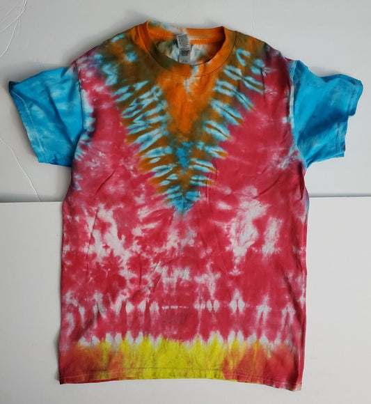 Handmade In UK Tie Dye T-Shirt. Psychedelic V Unisex Small