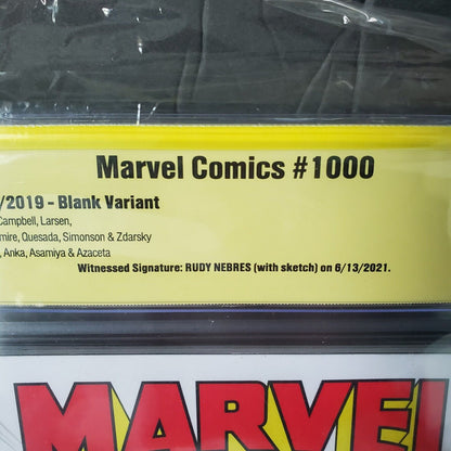 RUDY NEBRES ORIGINAL ARTWORK On Marvel Comics #1,000 Sketch And Signed CBCS