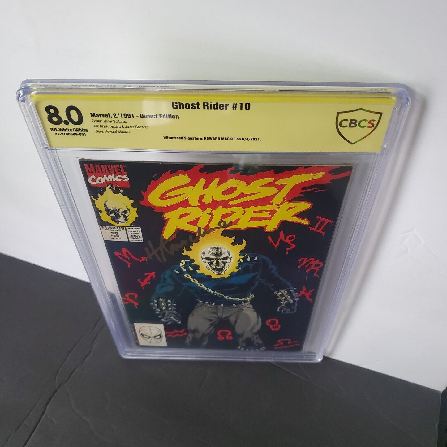 Ghost Rider #10 - Marvel Comics CBCS 8.0 OFF WHITE Signature HOWARD MACKIE. GOLD