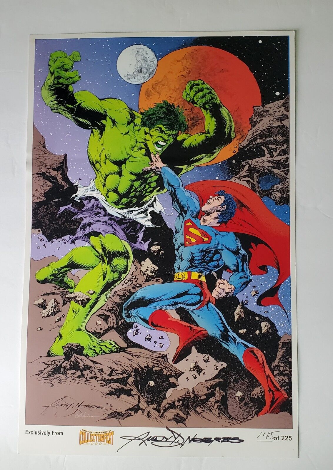 Rudy Nebres, Marvel Comic Hulk vs Superman  Signed Art Print #145 Of 225. NJ