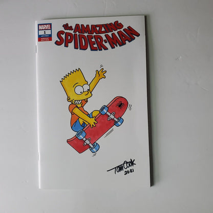 AMAZING SPIDER-MAN #1 BLANK VARIANT COVER Tom Cook Sketch And Signed.