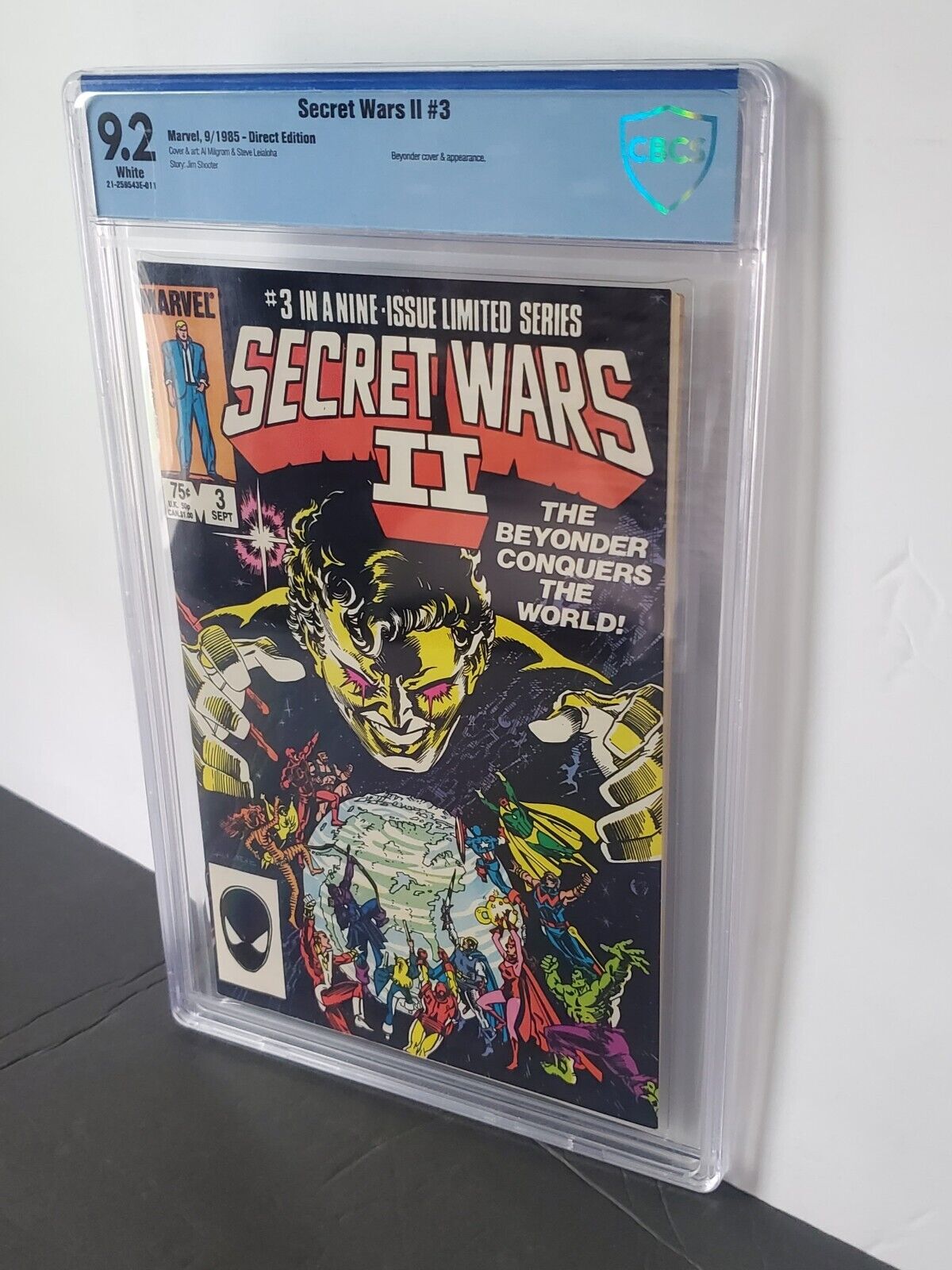 Marvel Comic Book Secret Wars II #3. CBCS 9.2 WHITE PAGES. M Price Box Variant.