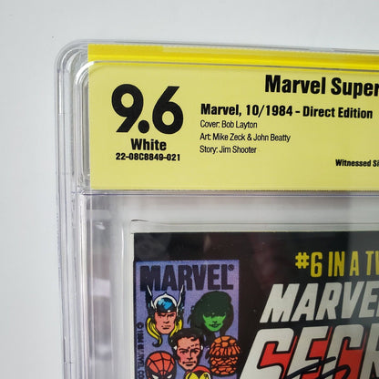 Marvel Super Heroes Secret Wars #6 CBCS 9.6 1984 White Pages Jim Shooter Signed.