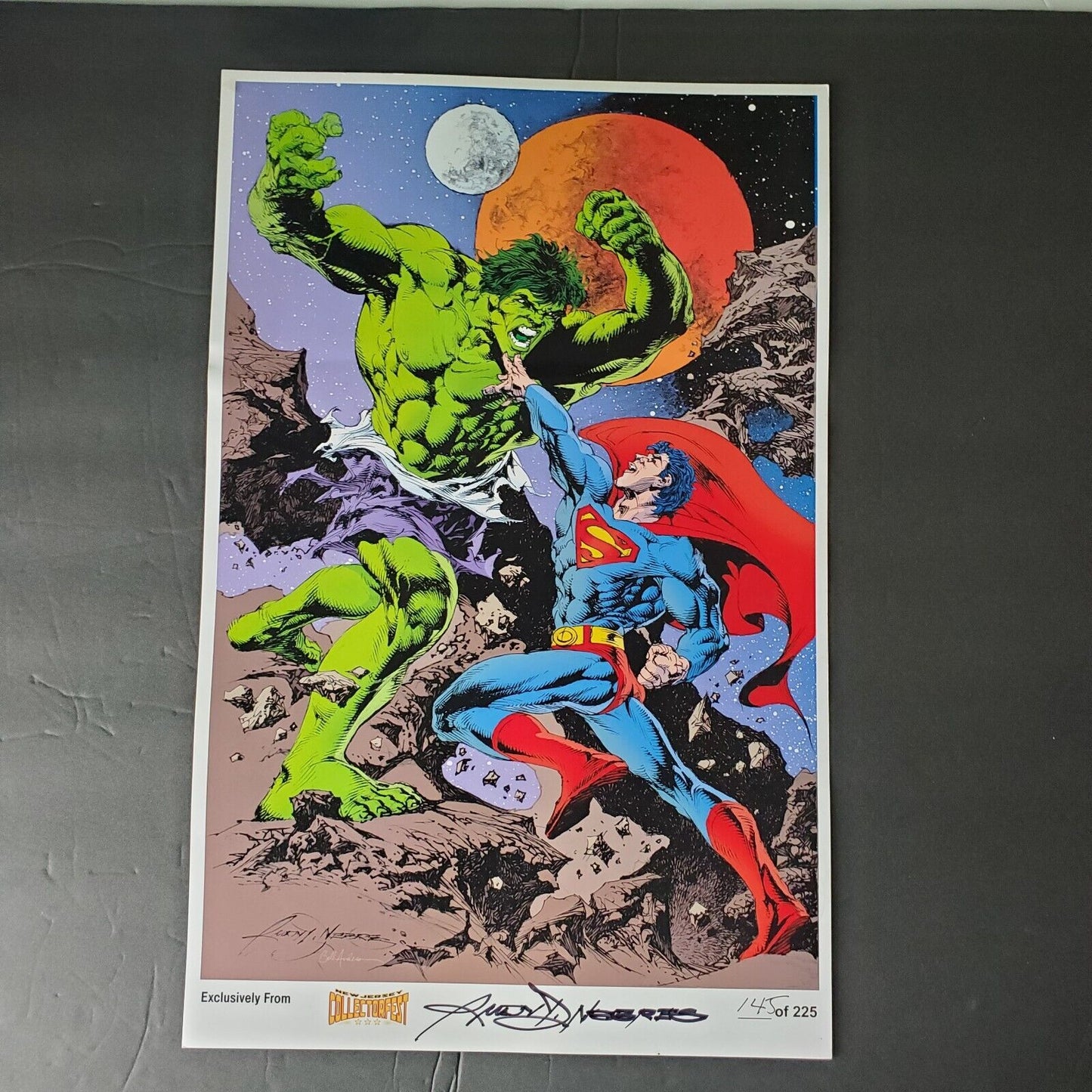 Rudy Nebres, Marvel Comic Hulk vs Superman  Signed Art Print #145 Of 225. NJ