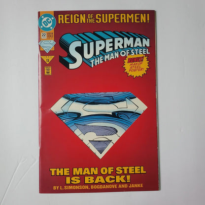 Superman The Man Of Steel  #22 June 1993 Bonus Poster Inside.