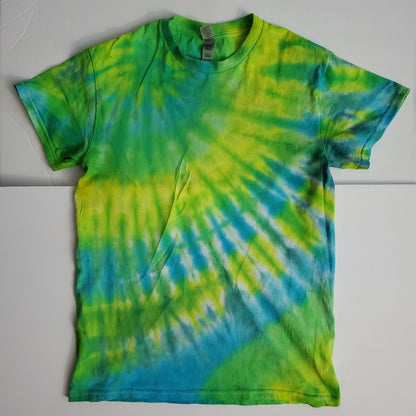 Handmade In UK Tie Dye T-Shirt. Unisex Small. Lemon Lime Ryme.