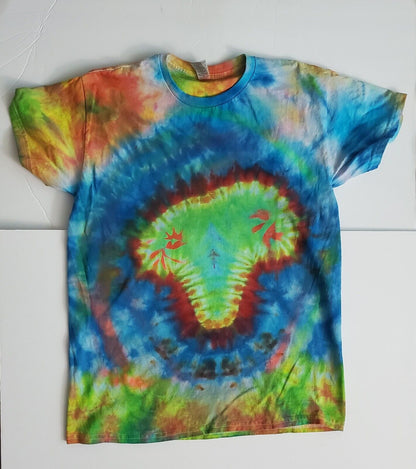 Handmade In The UK Tie Dye T-Shirt. Psychedelic Space Alien Unisex Medium.