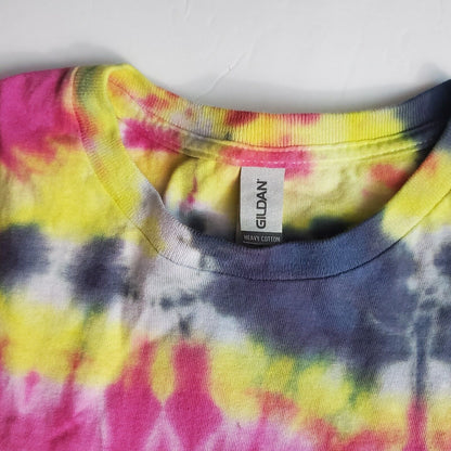 Handmade In The UK Tie Dye T-Shirt. Road Kill Psychedelic. Unisex Medium.