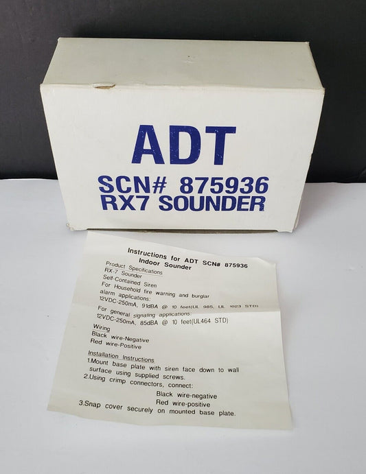 Brand New ADT RX-7C Indoor Siren Sounder SCN #875936 VISTA 10P 15P 20P