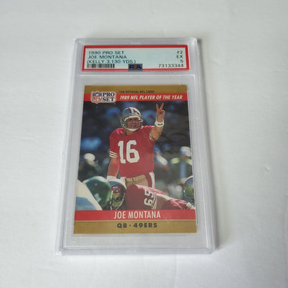 JOE MONTANA - 1990 PRO  SET # 2 (KELLY 3,130 YDS.)  /PSA 5 ERROR CARD